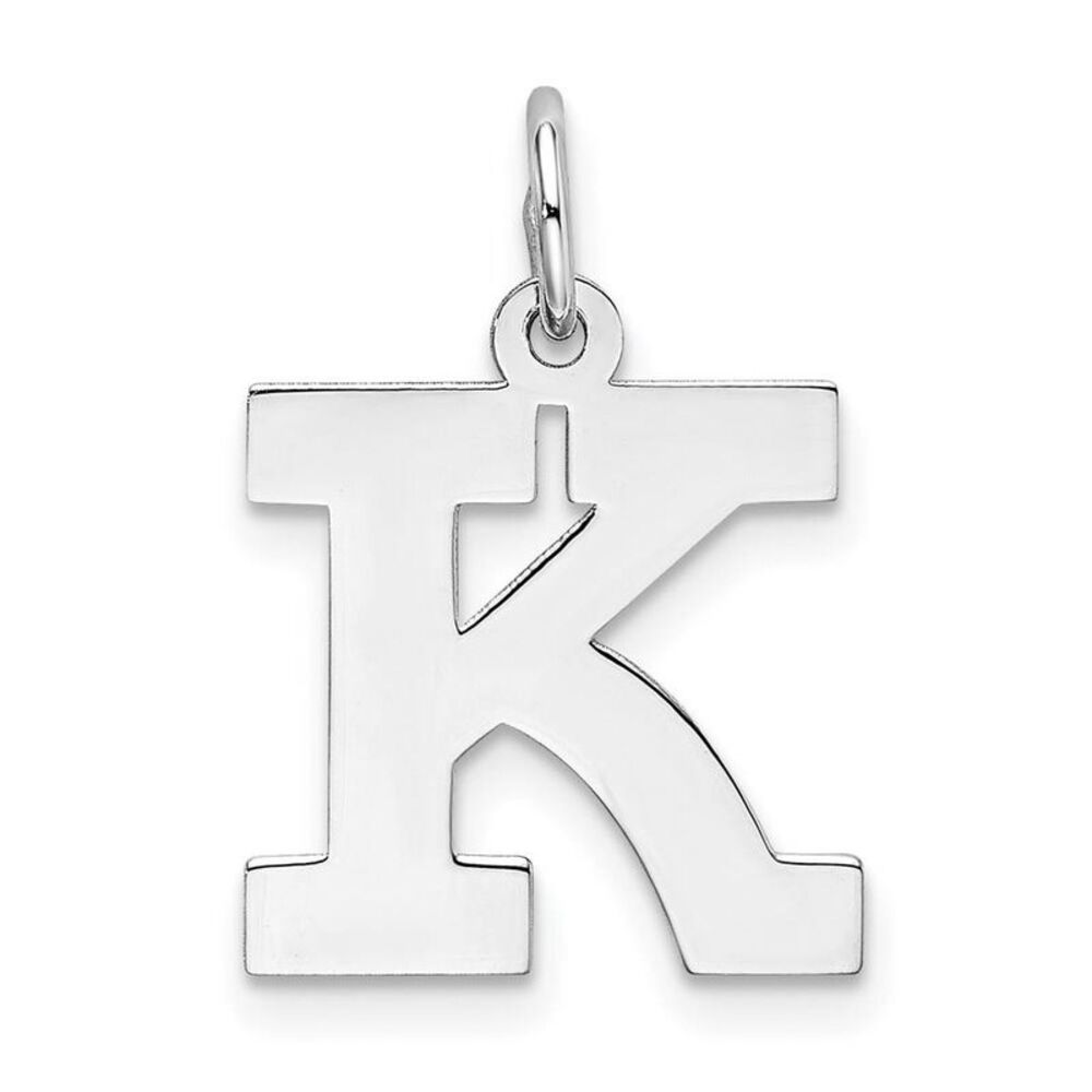 Sterling Silver Amanda Collection Medium Block Style Initial K Pendant